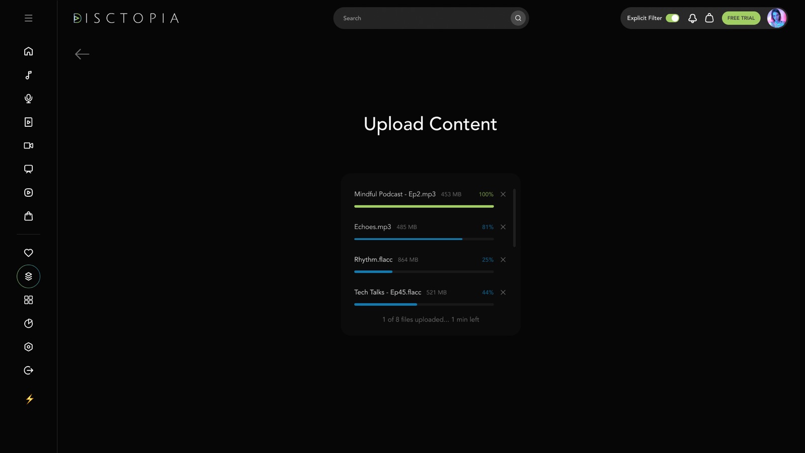 Disctopia audiobook upload flow — chapters, pricing, and metadata for indie authors